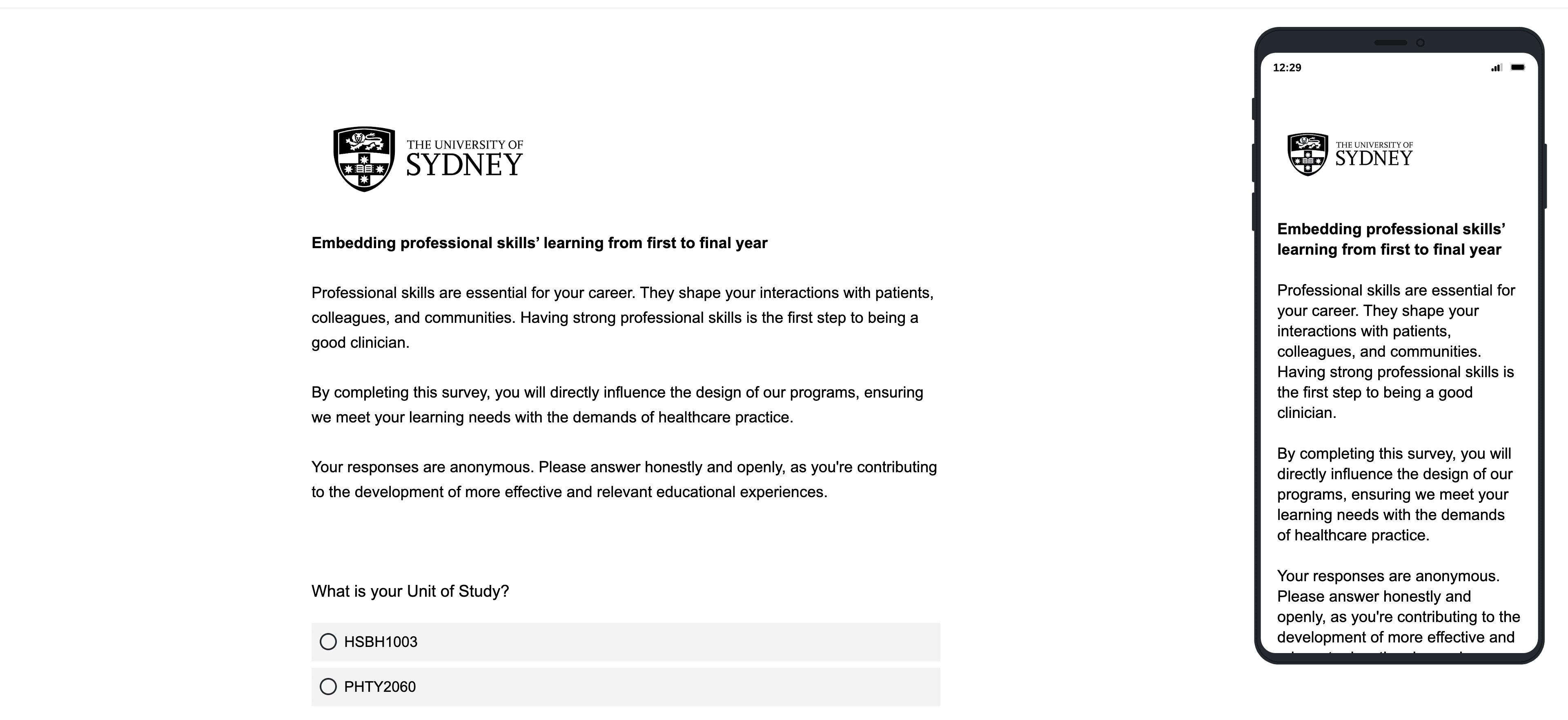 Quantitative survey for students of HSBH1003 and PHTY2060
