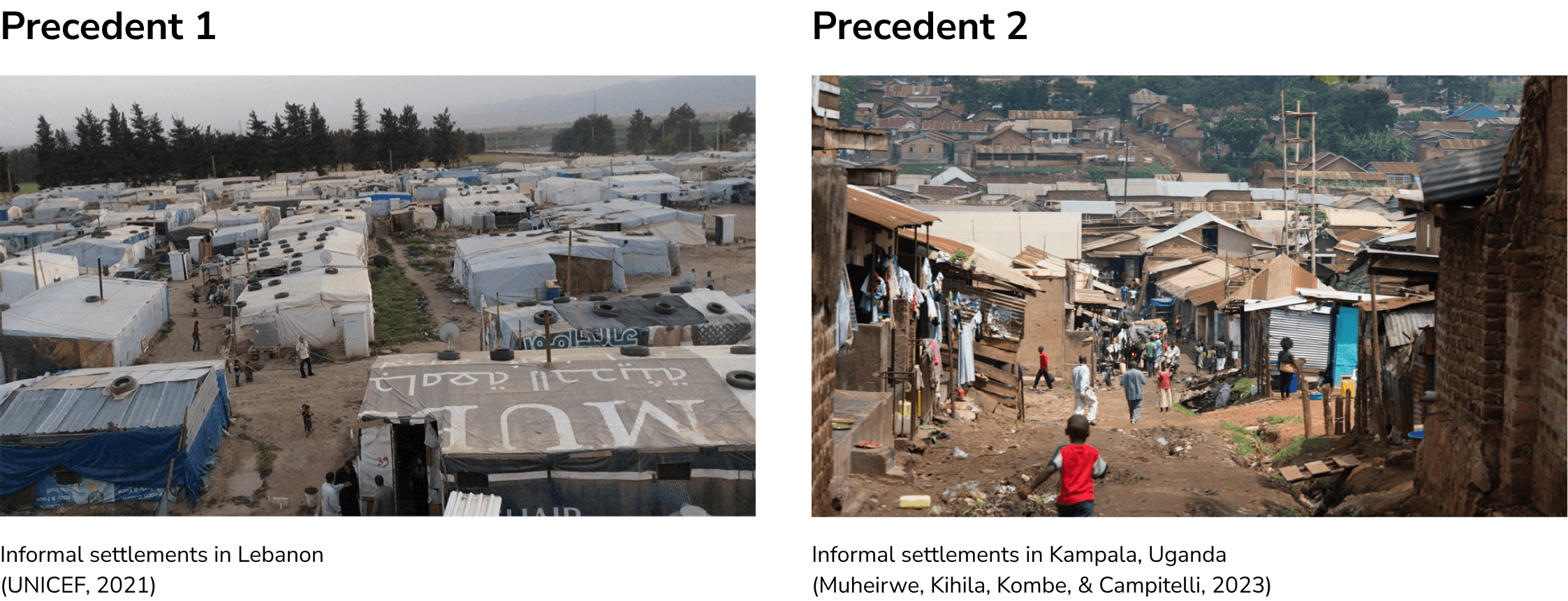 Precedent studies of informal settlements in Lebanon and Kampala